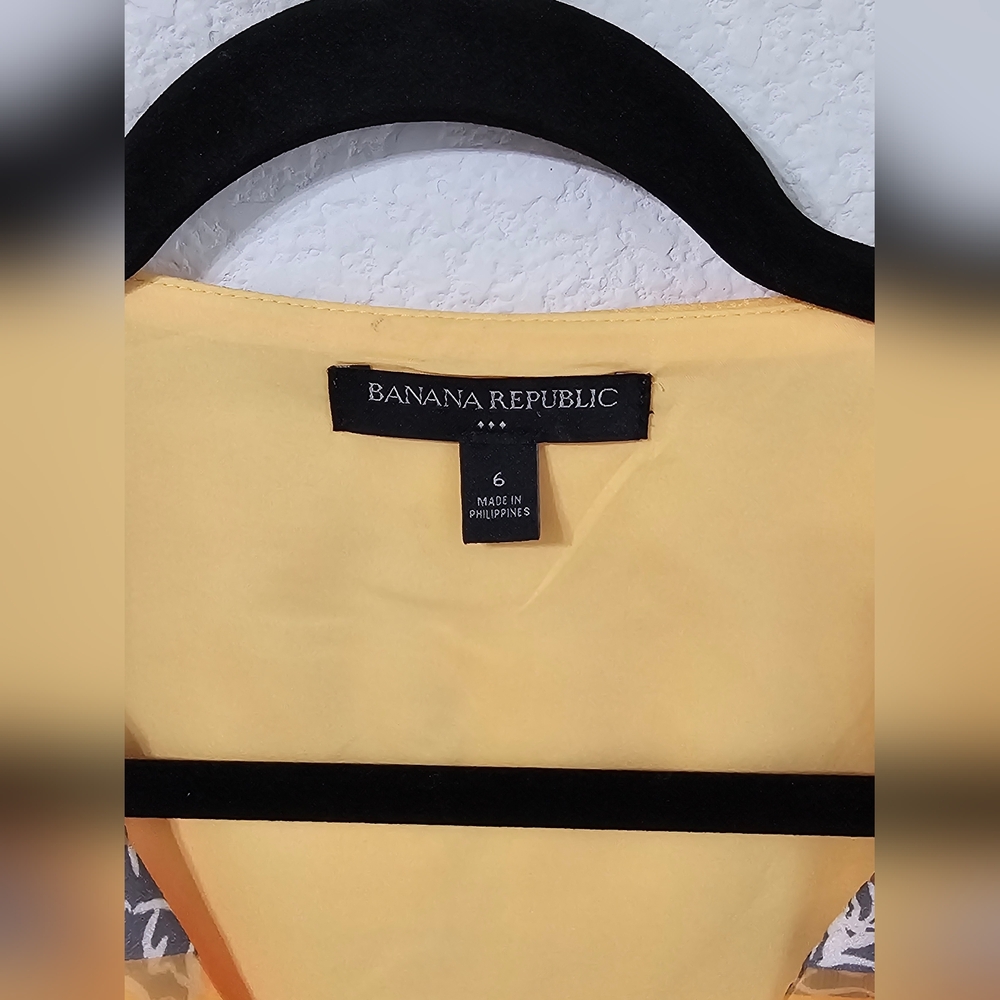 Banana Republic Dress Womens 6 Yellow Floral V Neck Sleeveless Lined Side Zip - Picture 4 of 9